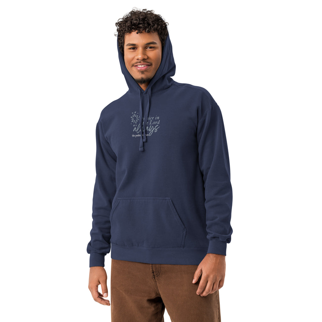 rejoice always navy hoodie